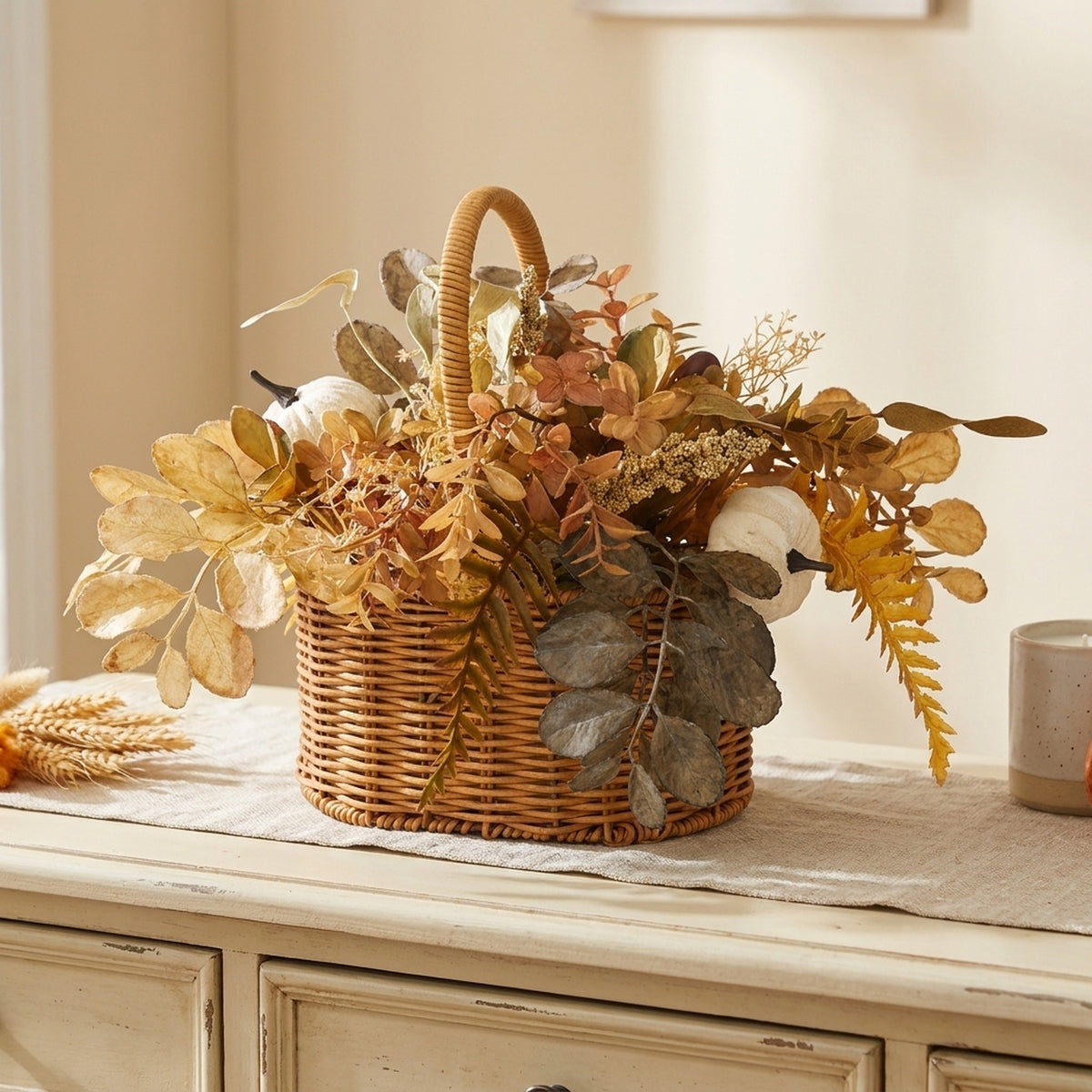 Rustic Russet Autumn Leaves Basket