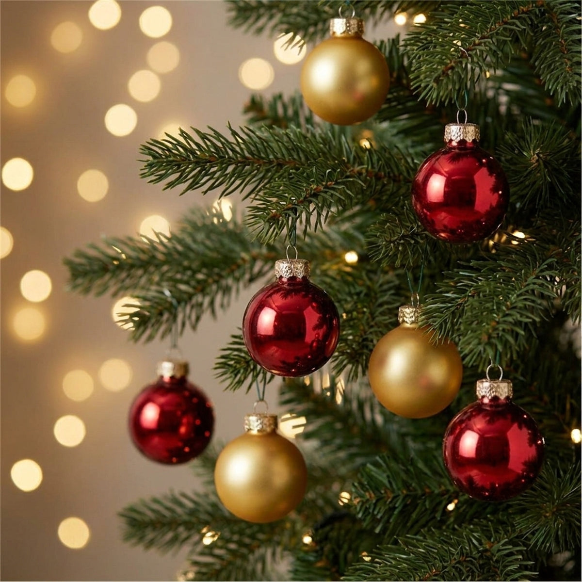 Classic Red and Gold Glass Christmas Baubles Set