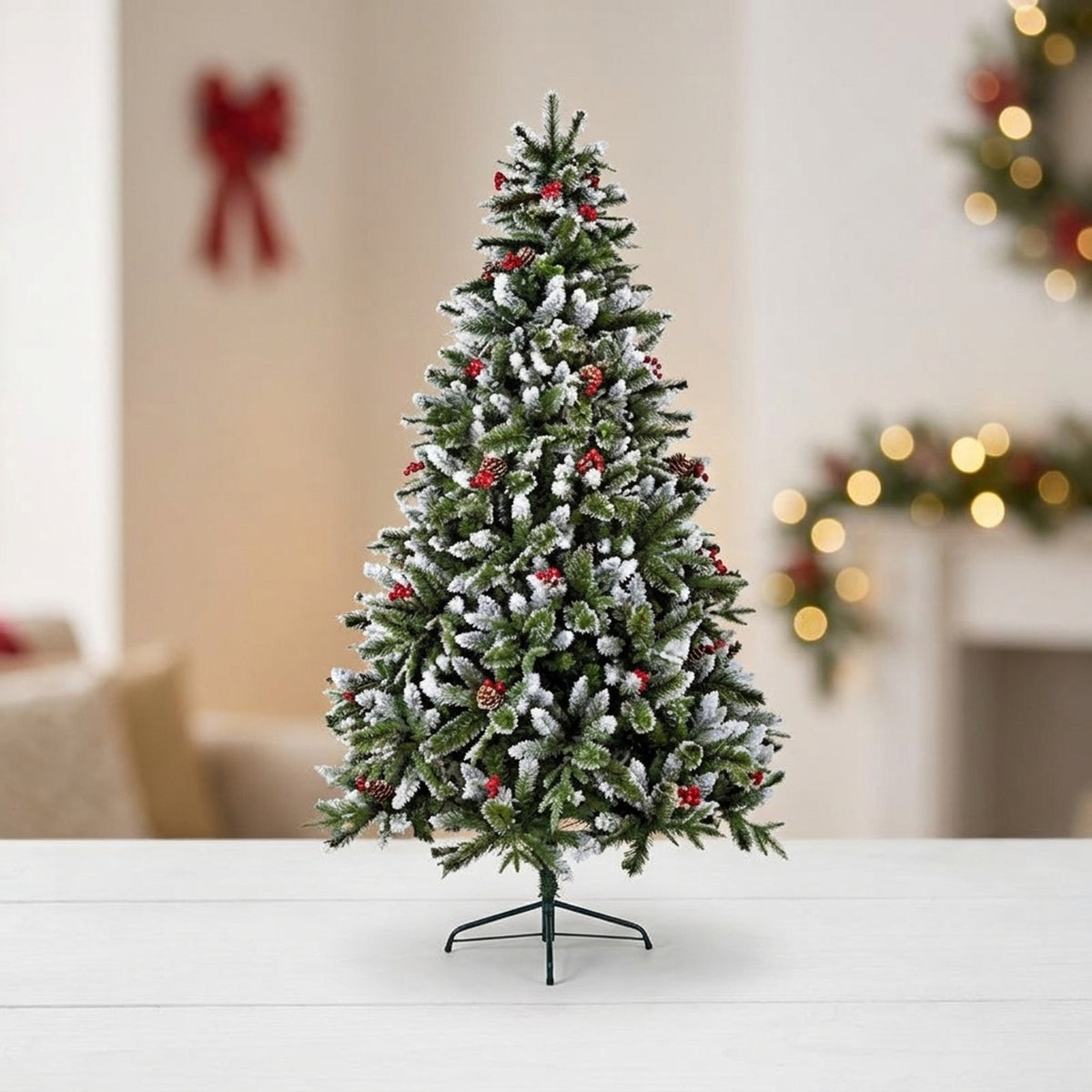 7ft New Jersey Spruce Decorative Pick with Berries and Cones