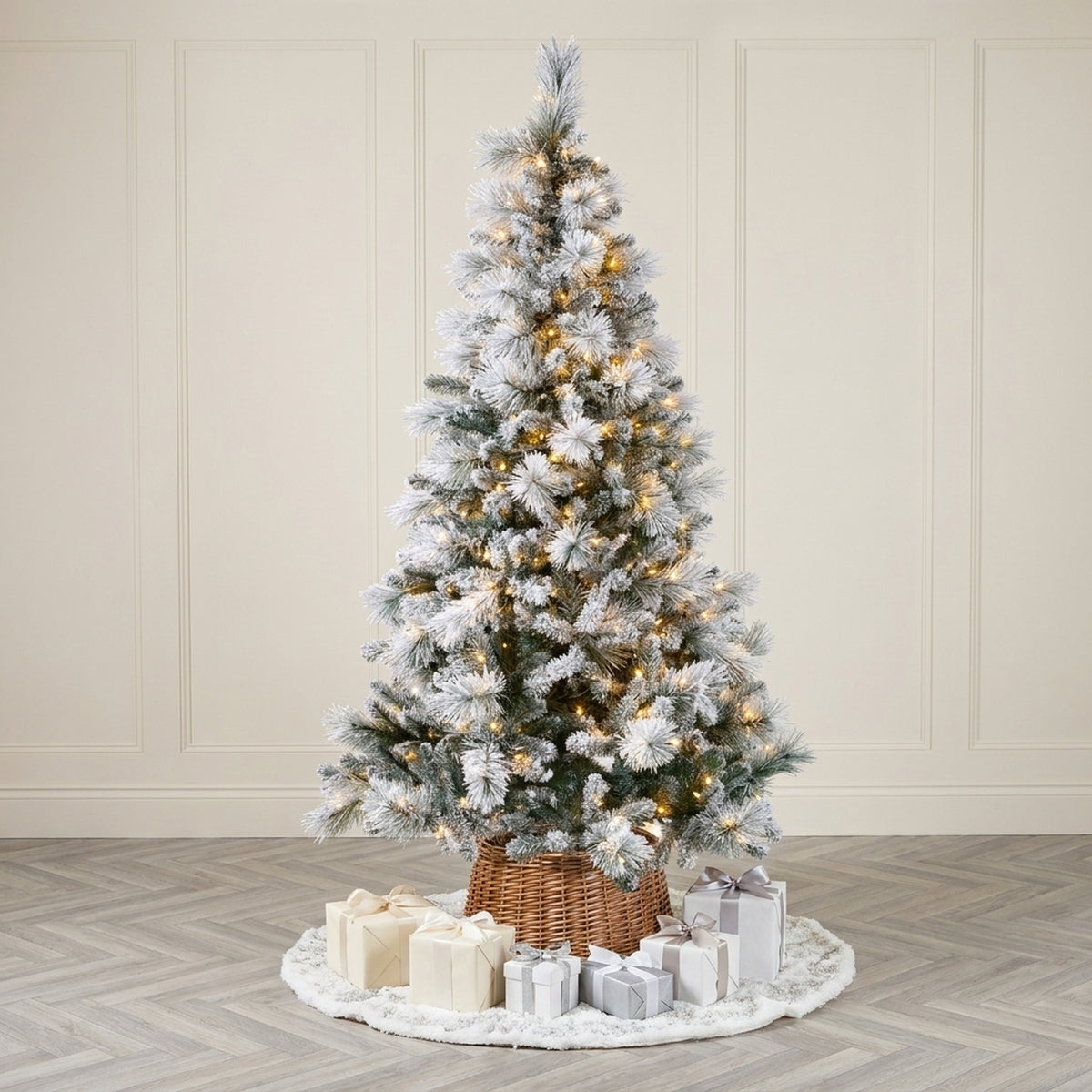 7ft Heritage Fir Pre-Lit Flocked Christmas Tree