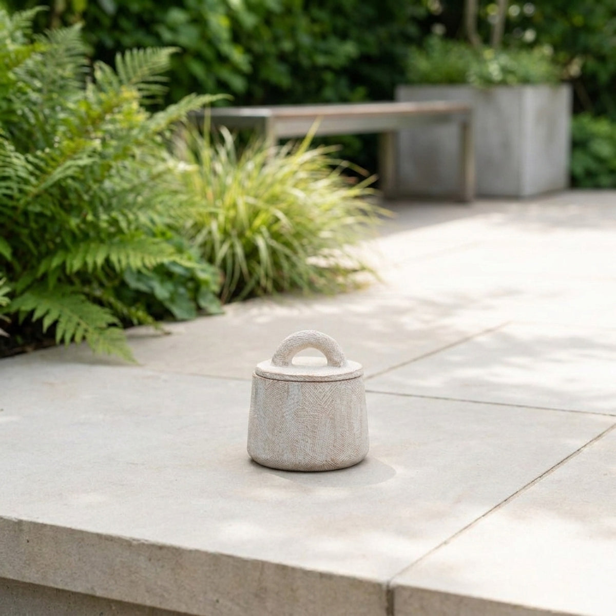 Contemporary Cement Storage Pot with Lid