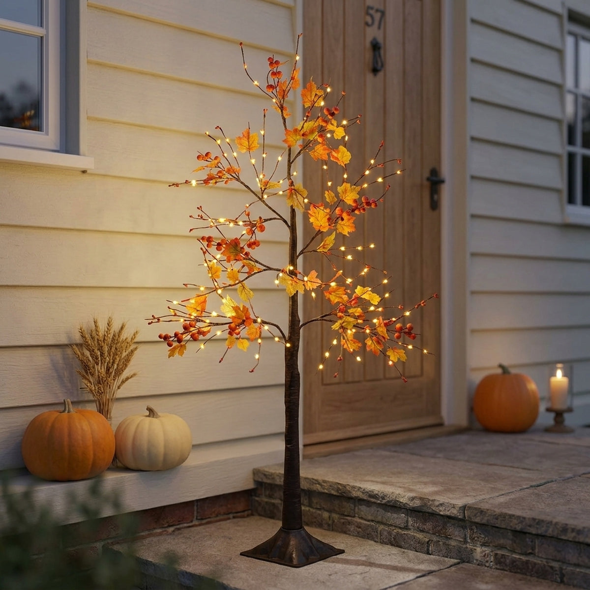 Miniature Illuminated Maple Leaf Tree Display