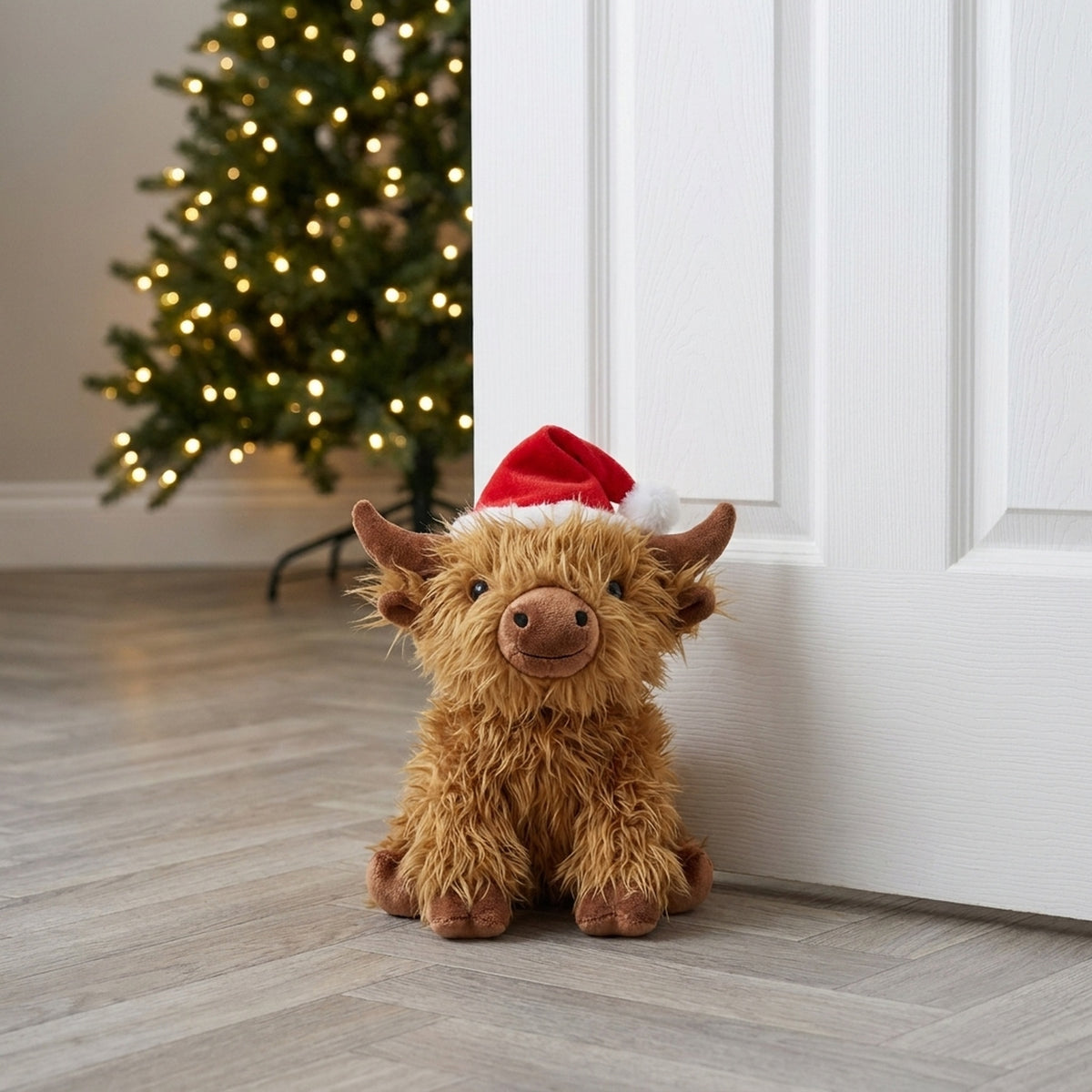 Christmas Highland Coo Plush Doorstop