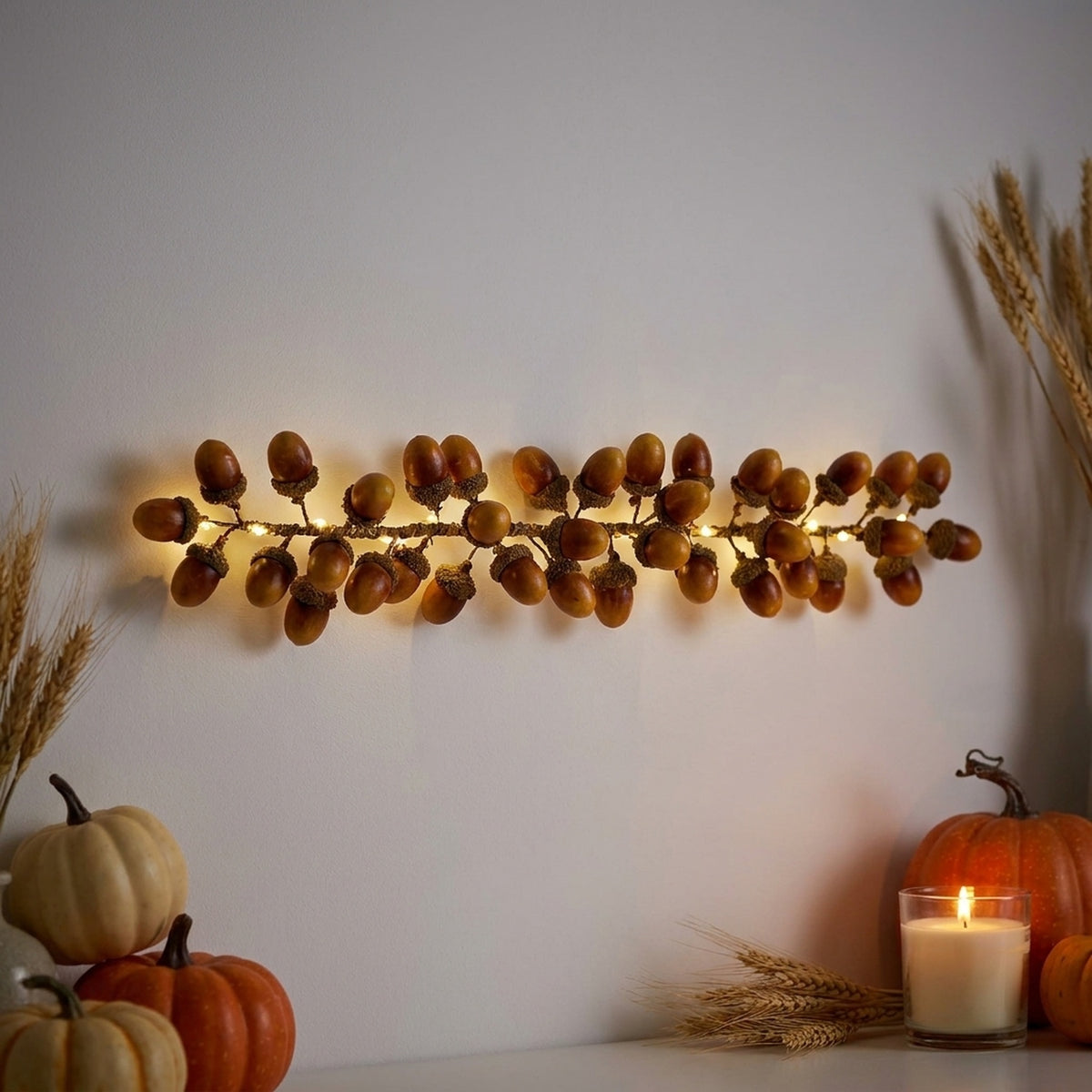 Acorn Garland with 12 LED Lights