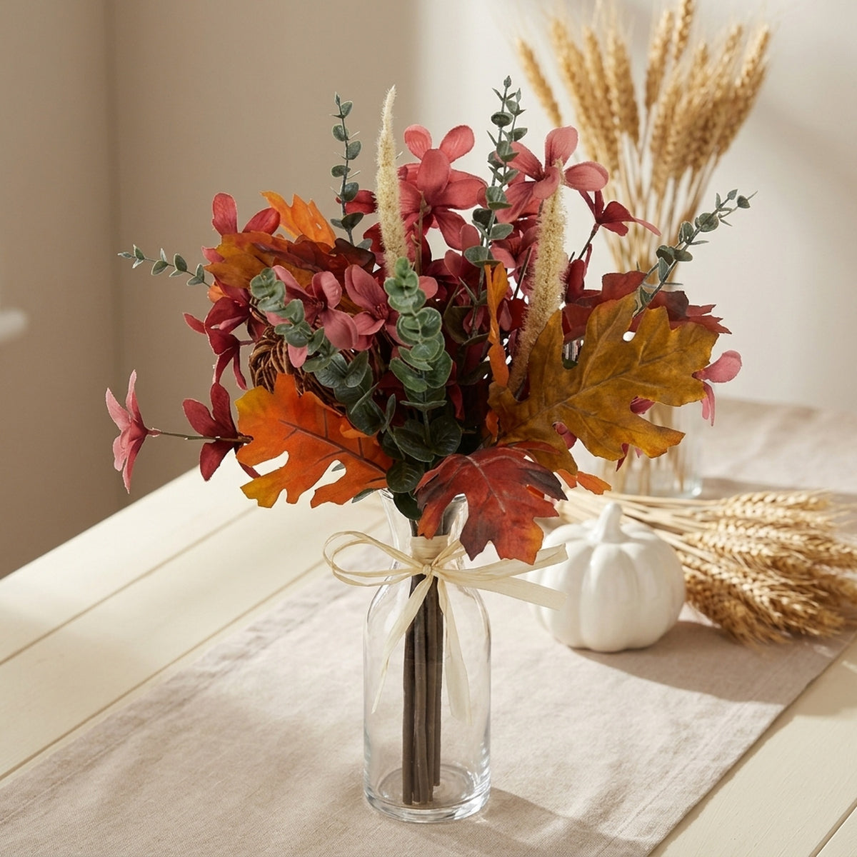 Autumnal Red Magnolia and Eucalyptus Bouquet