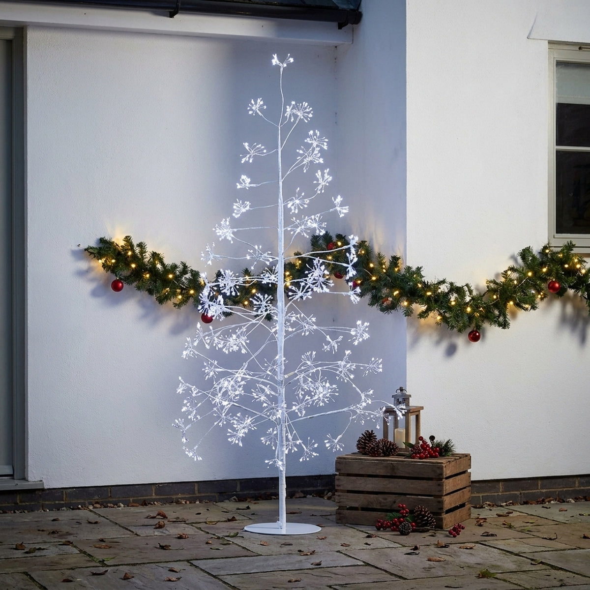 Tall Frosted Twinkling Tree Light