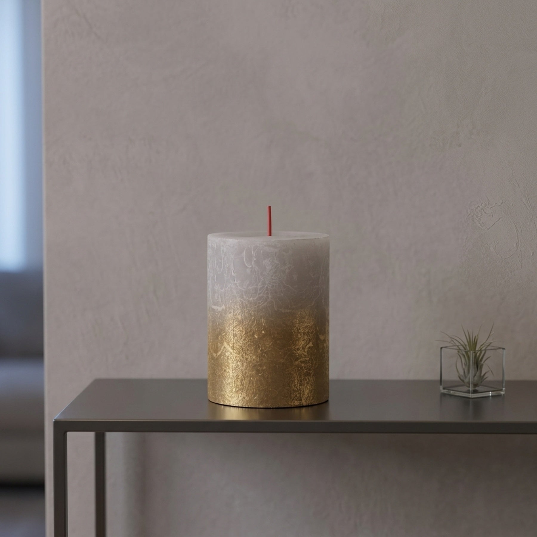 Sandy Grey Gold Rustic Metallic Candle