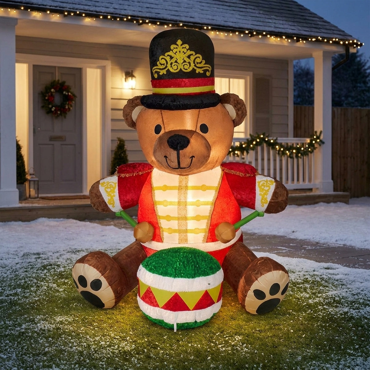 Plush Teddy Drummer Inflatable Ornament