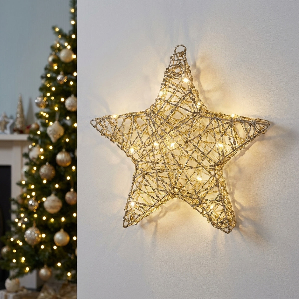 Gold Weave Metal Christmas LED Light Decoration