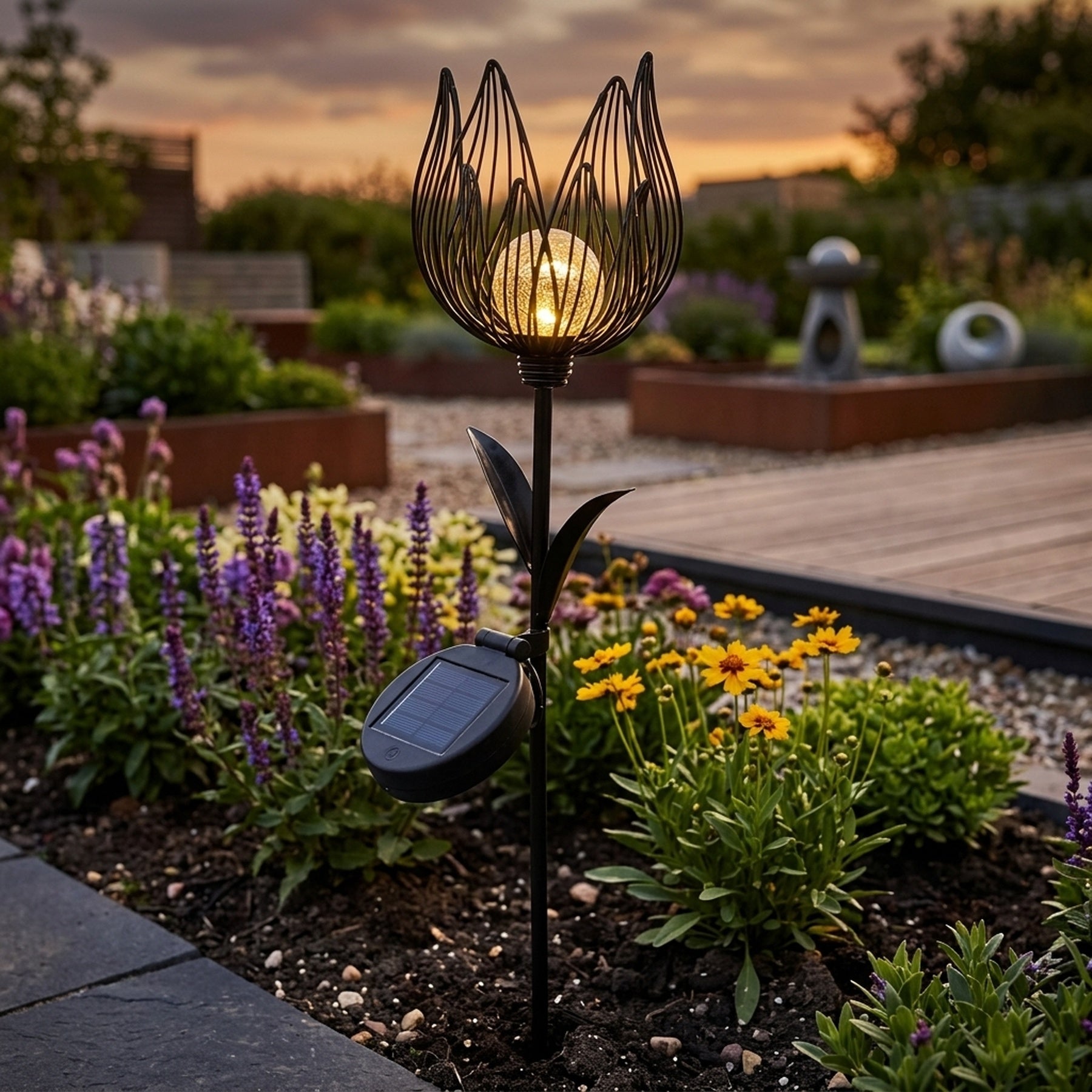 Lunaria Urban Solar Flower Garden Stake Light