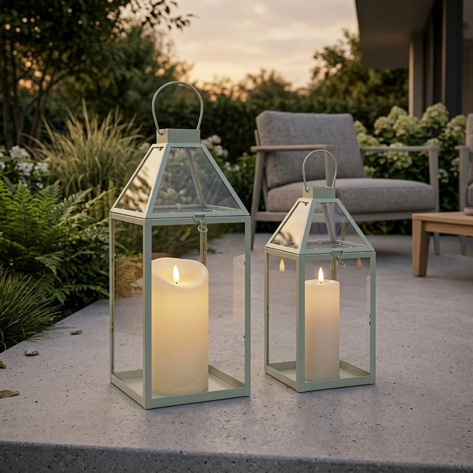 Sage Green Decorative Lanterns Set