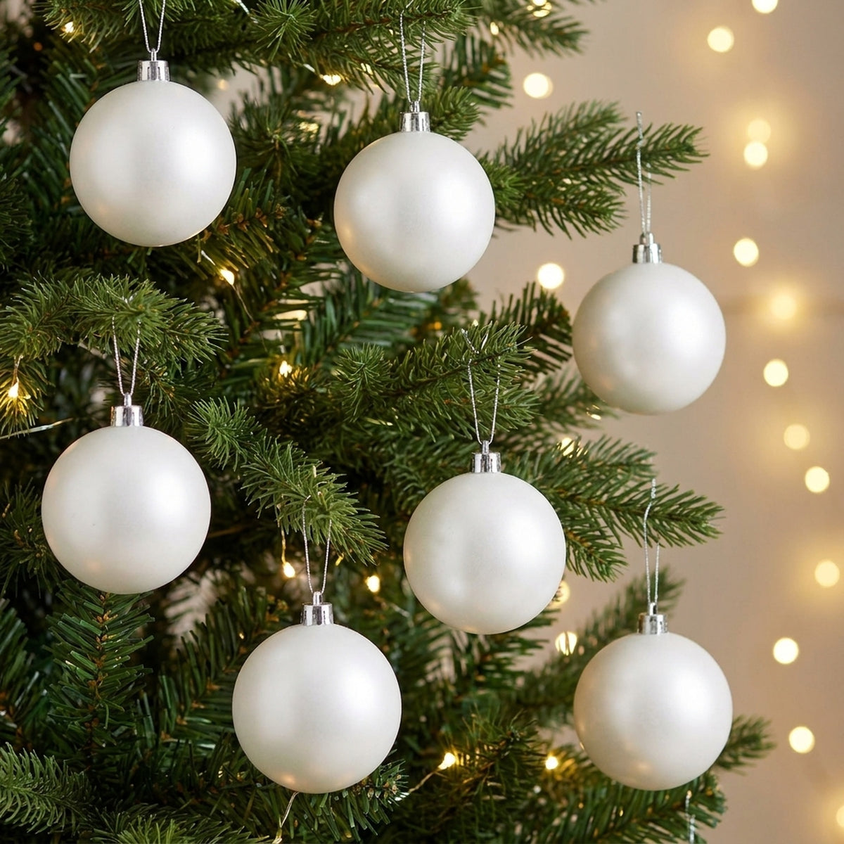 Mixed Size Christmas Baubles 25 Pack - White