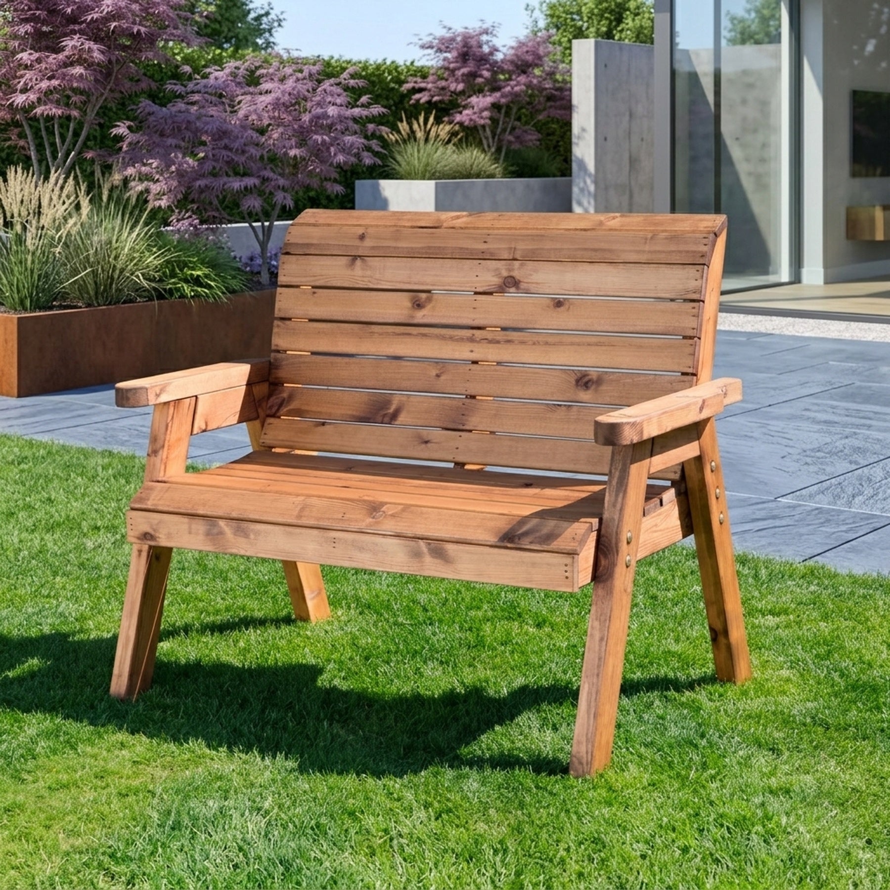 Scandinavian Redwood Two Seater Garden Bench