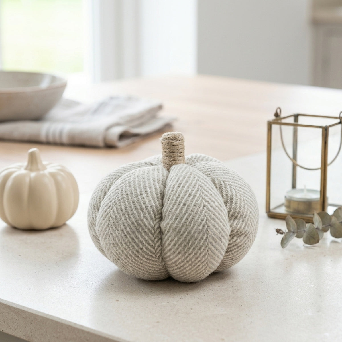 Herringbone Textured Pumpkin Ornament