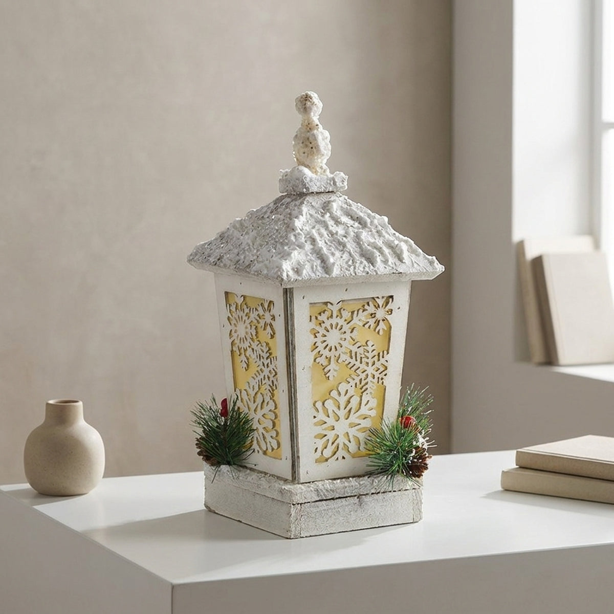 Wooden Battery Operated LED Lantern Light