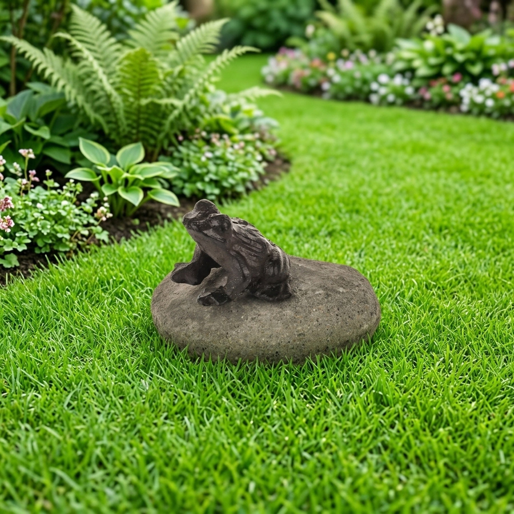 Cast Iron Frog on Stone Ornament Statement Light