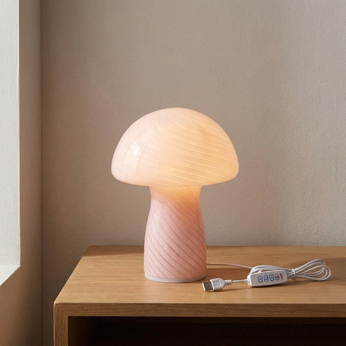 Whimsical Pink Mushroom Table Lamp