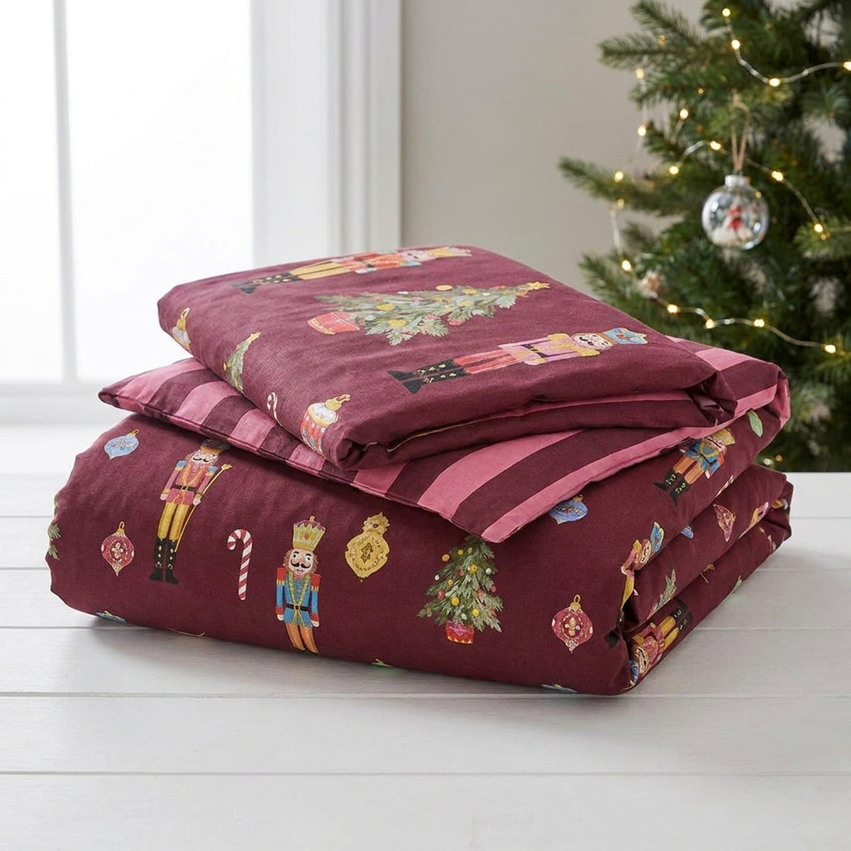 Christmas Nutcracker Stripe Duvet Cover Set