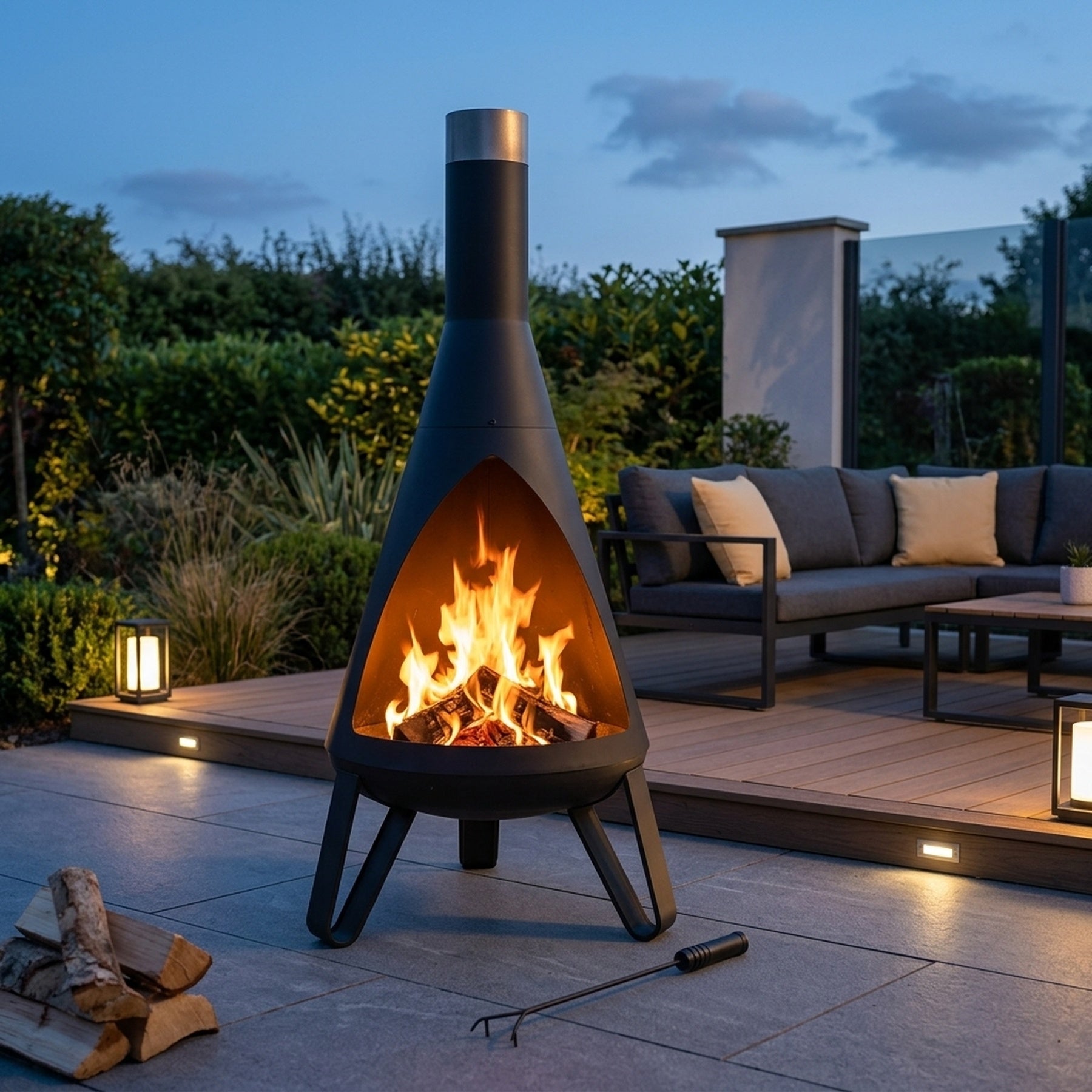 Rio Contemporary Steel Garden Chimenea