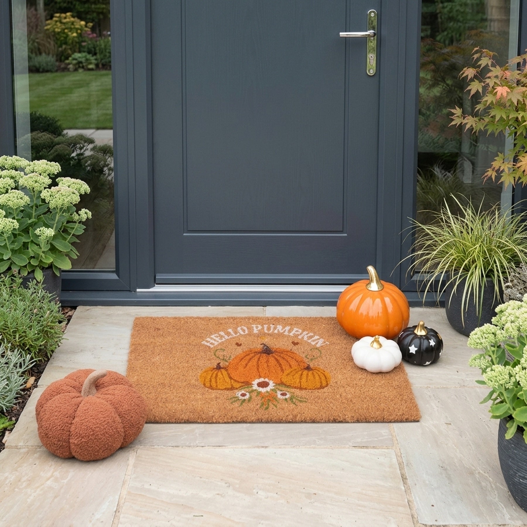 Natural Autumn Days Hello Pumpkin Doormat