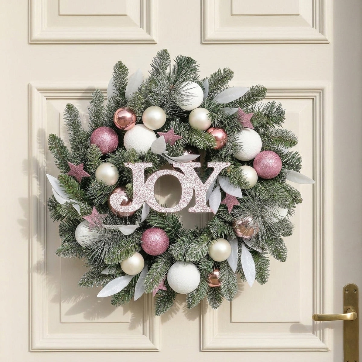 Large Joy Festive Christmas Door Wreath
