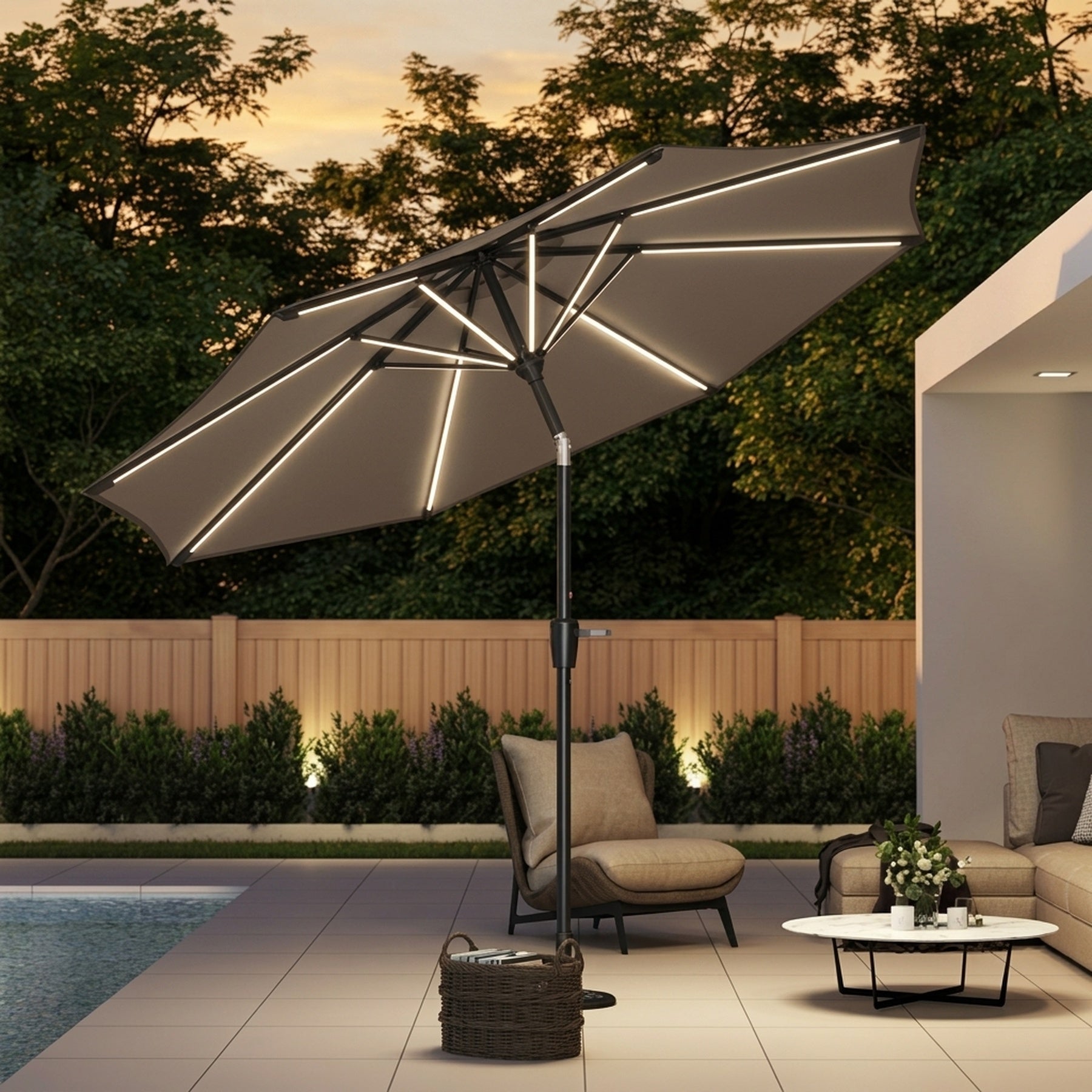 Stylish Large Solar LED Garden Parasol