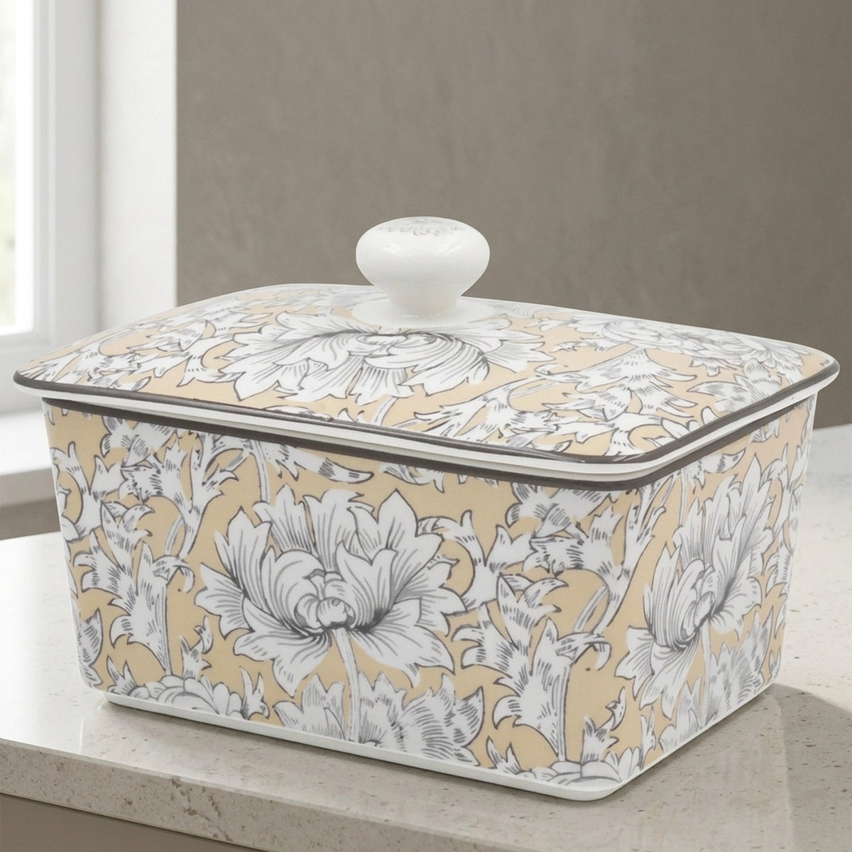 Chrysanthemum Floral Design Butter Dish