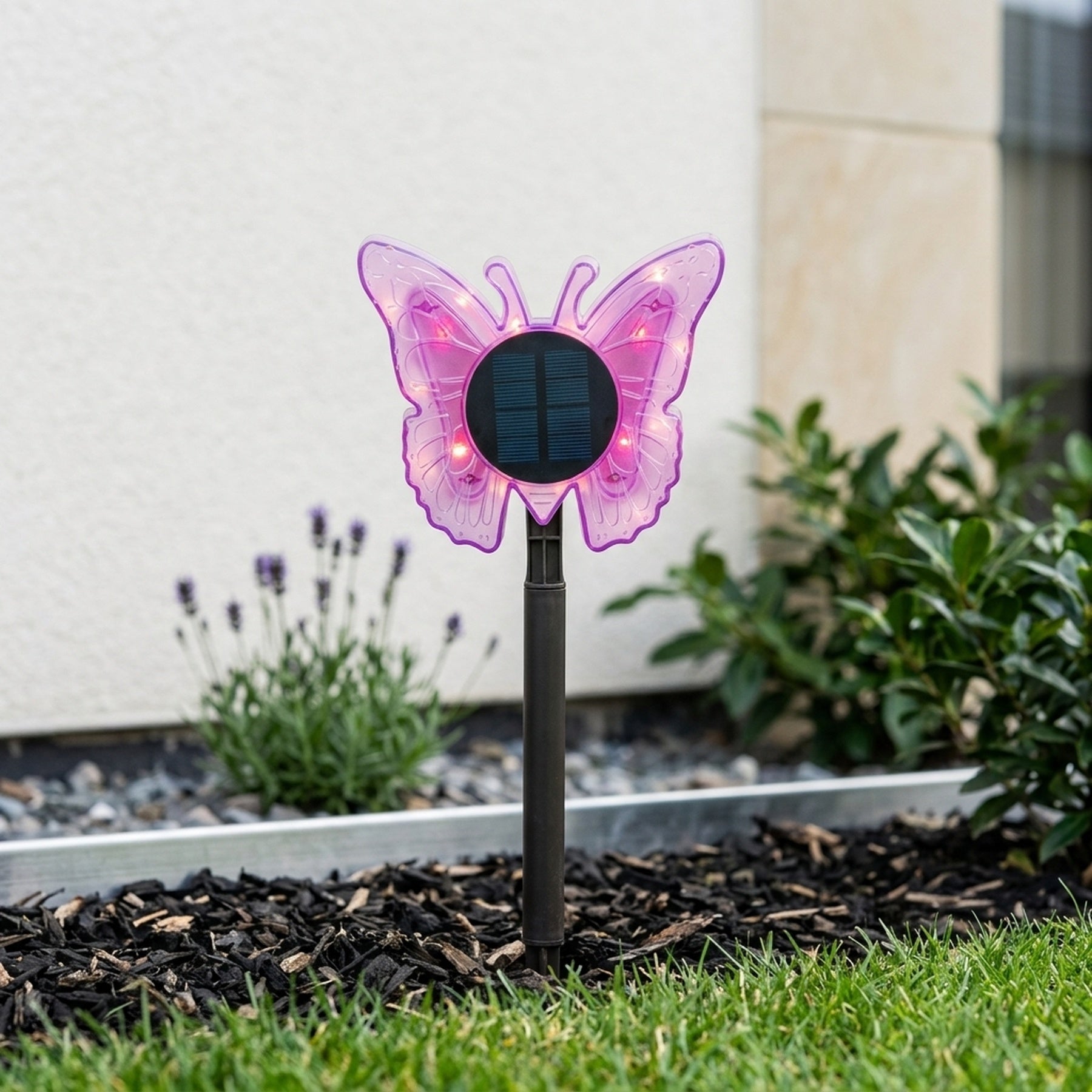 Lunaria Peony Solar Butterfly Garden Stake