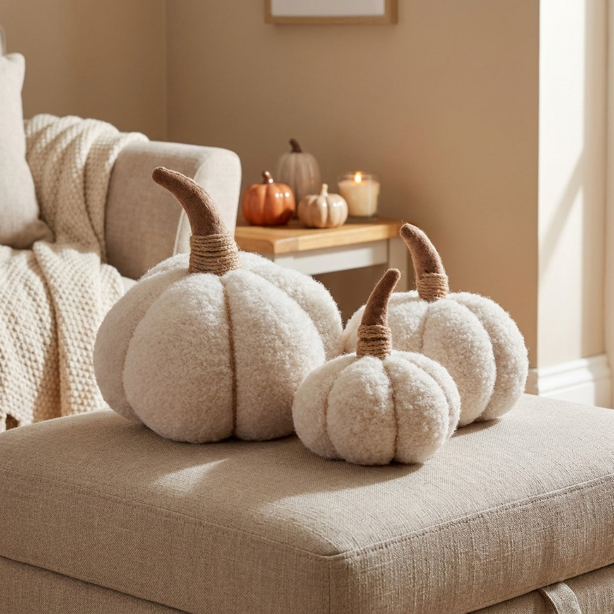 Extra Large Plush Textured Pumpkin Decor