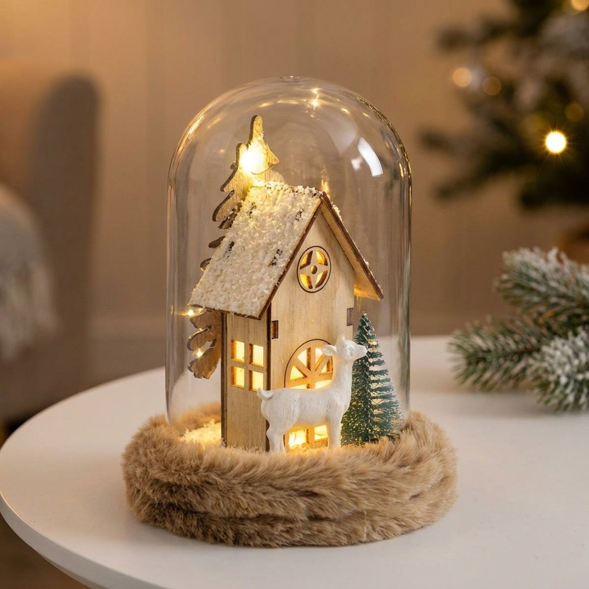 Festive Light-Up Christmas Globe Ornament