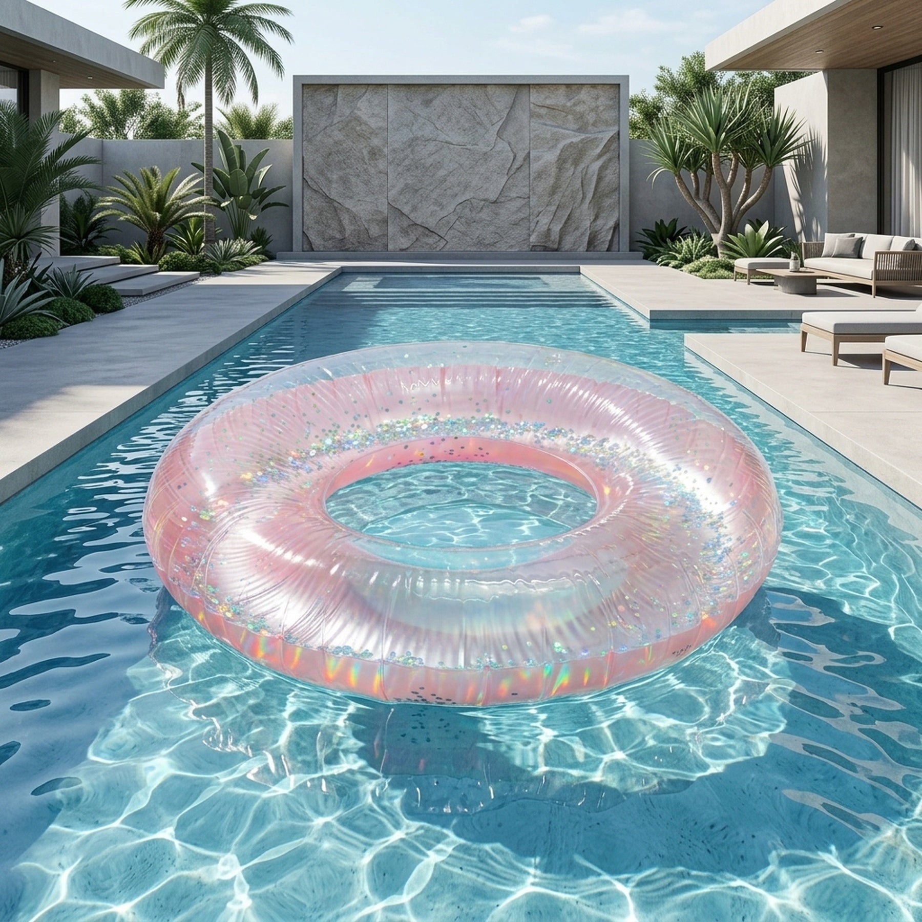 Summer Fun Inflatable Glitter Swim Ring