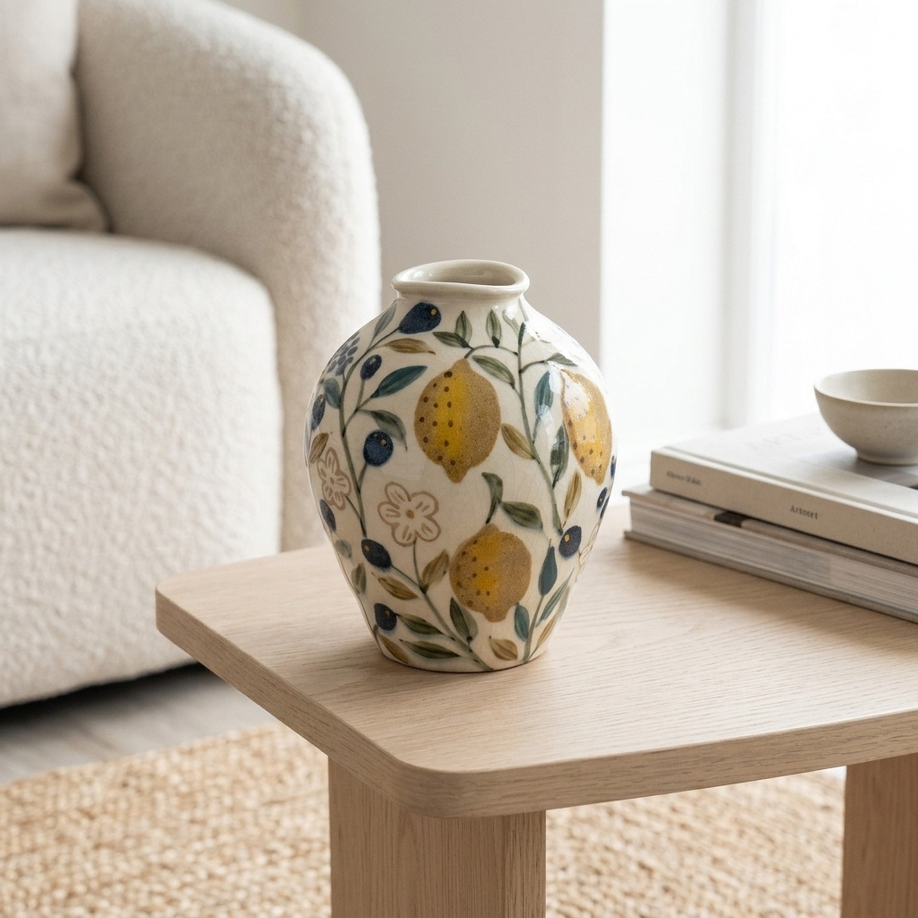 Vibrant Lemon Glazed Decorative Vase