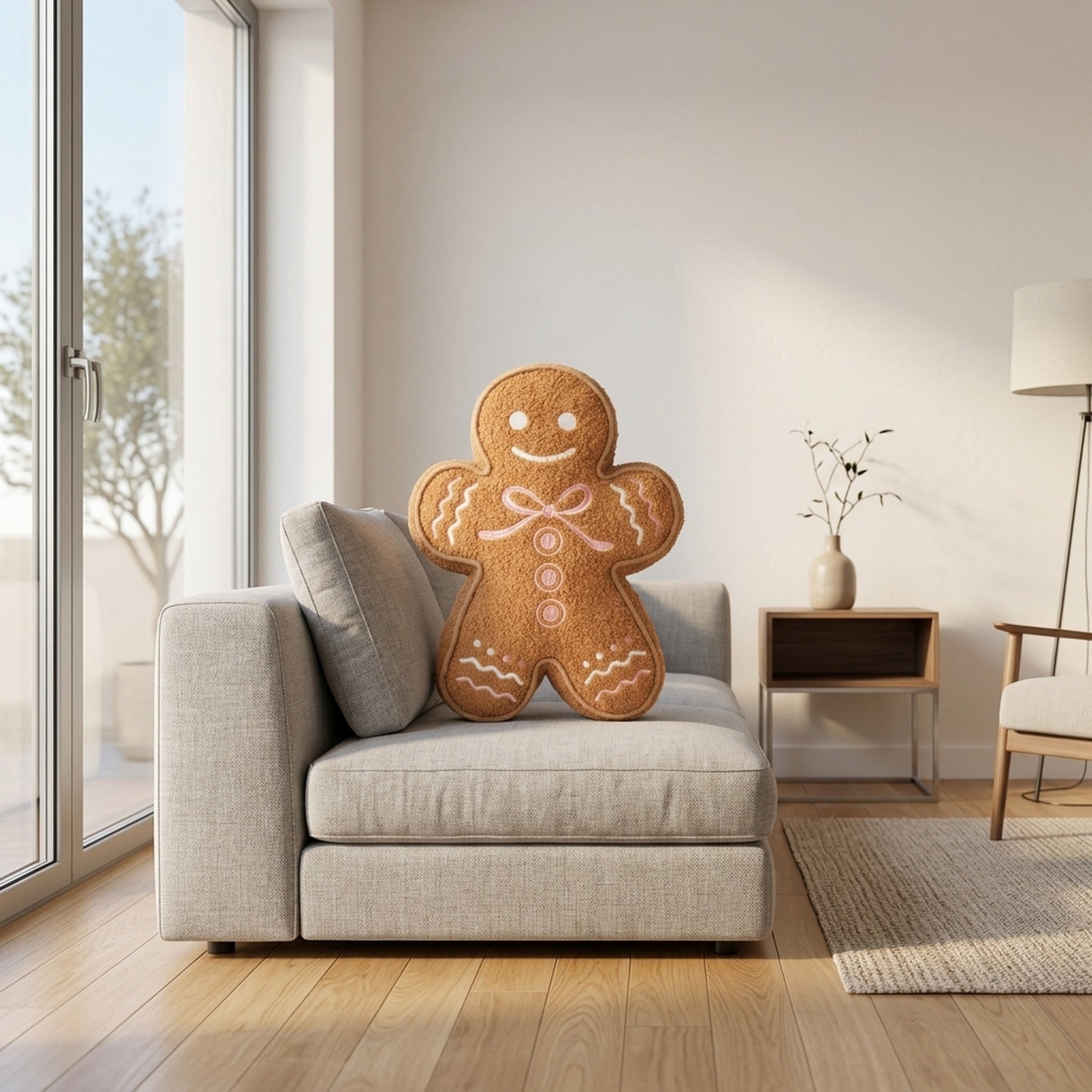 Sugarplum Bakery Gingerbread Man Boucle Cushion