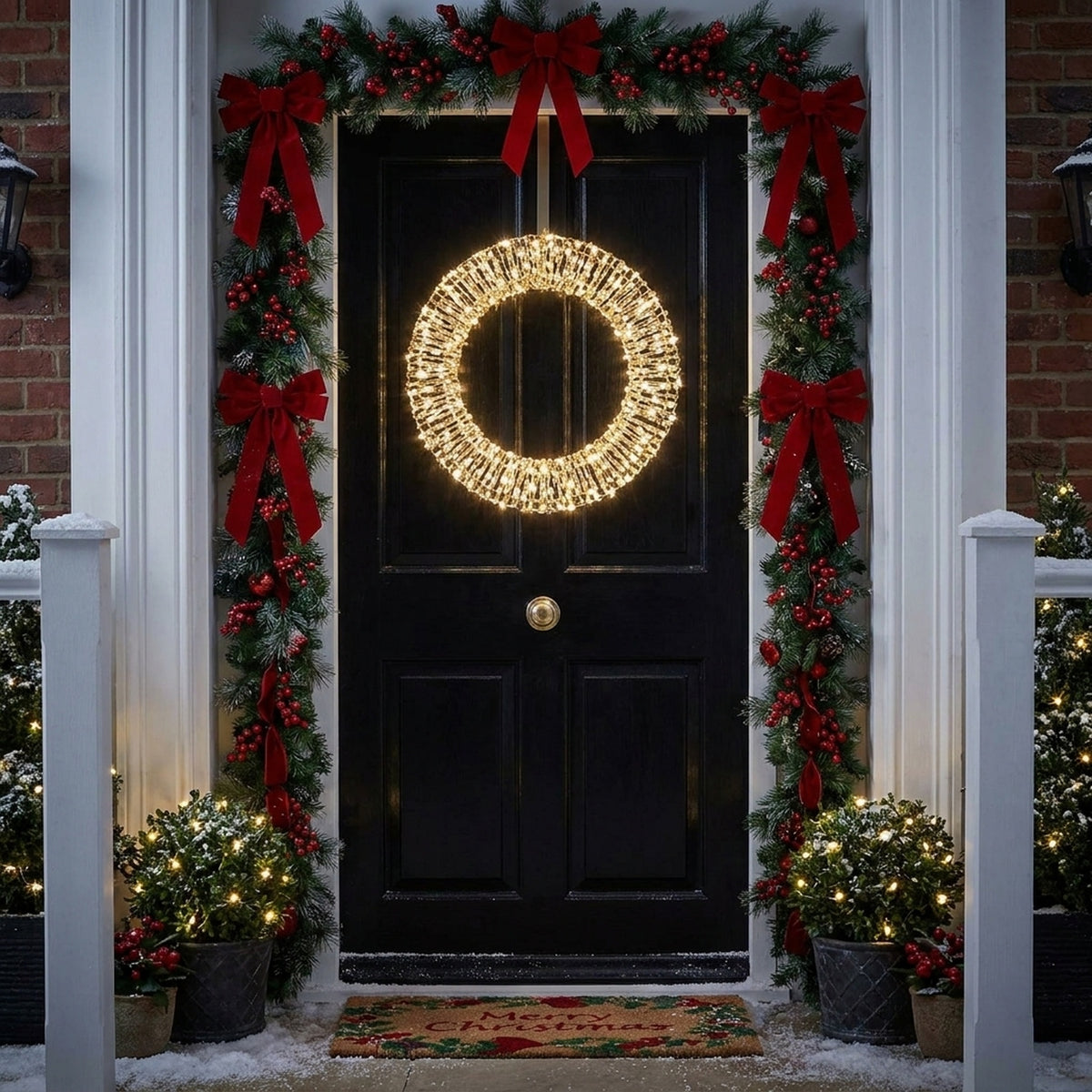 Glittering Gold Illuminated Christmas Wreath