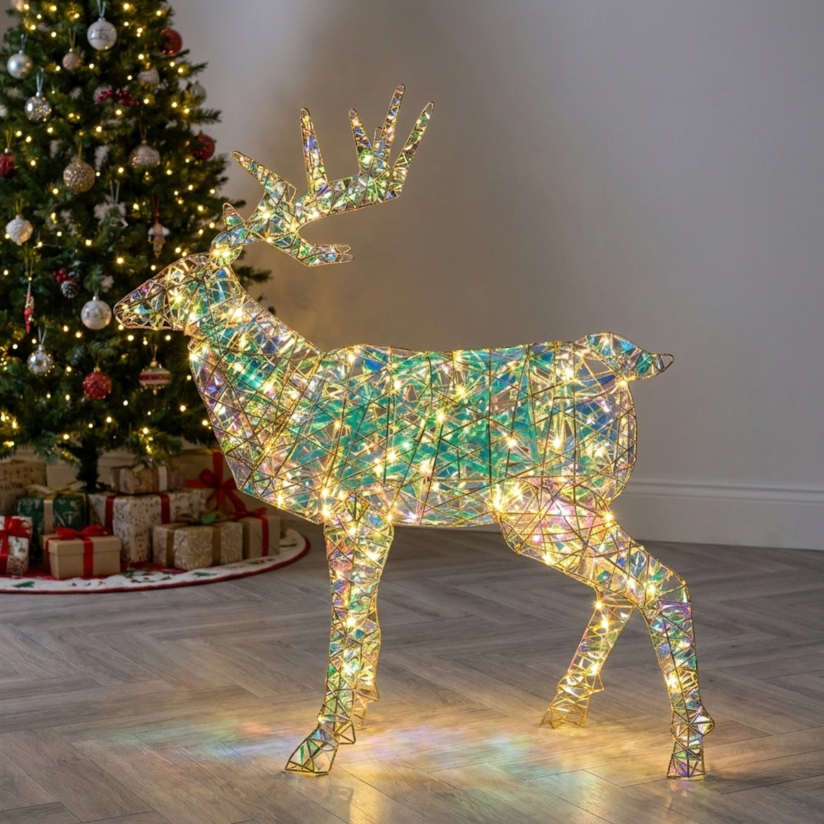 Gold Holographic LED Reindeer Stag