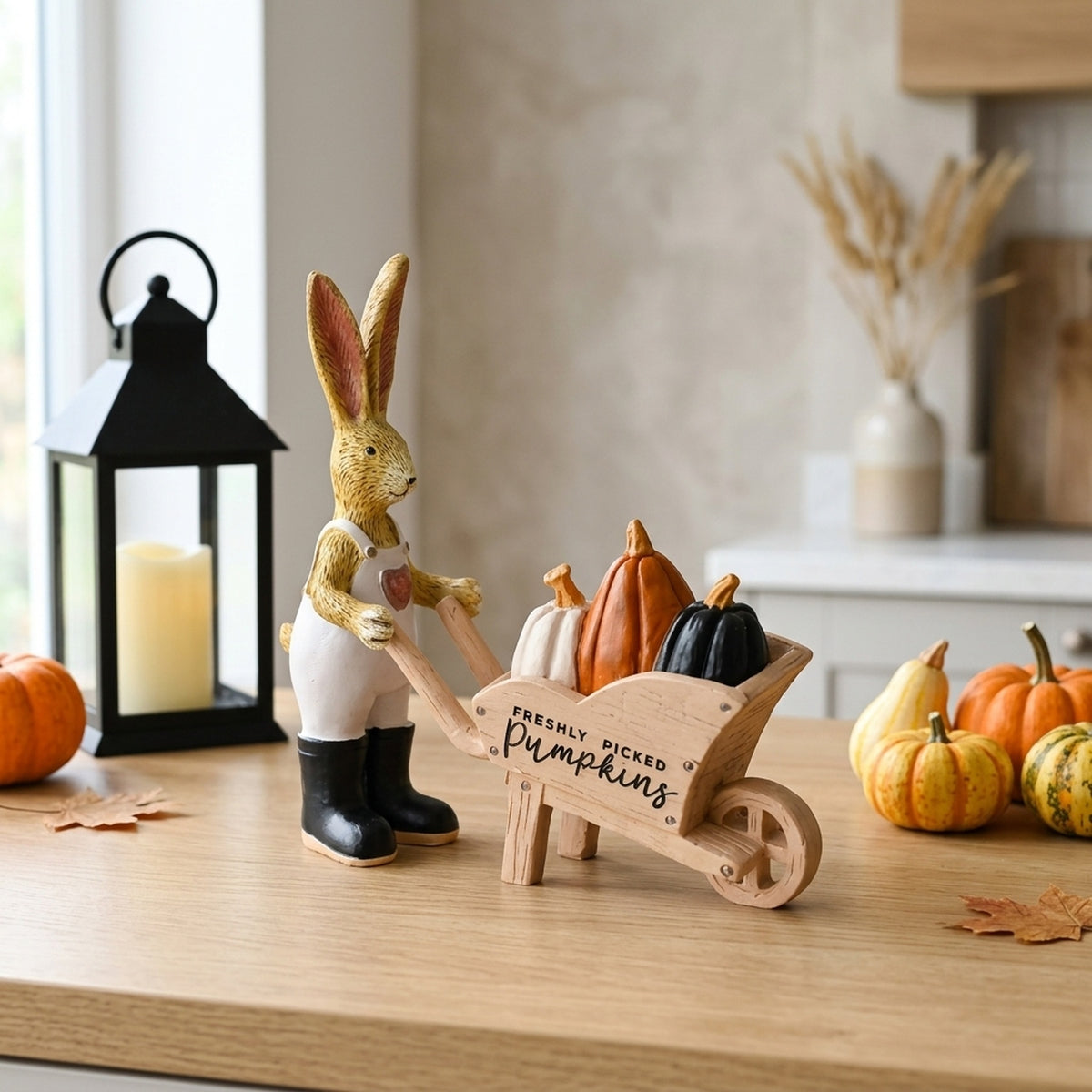 Freshly Picked Pumpkins Wheelbarrow Rabbit Ornament