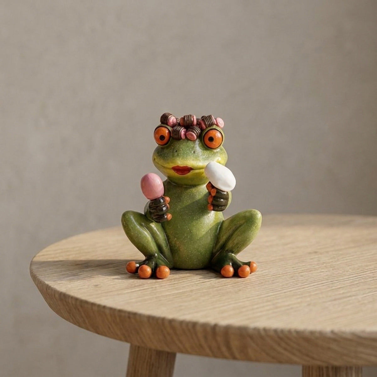 Quirky Hairdo Frog Figurine Ornament