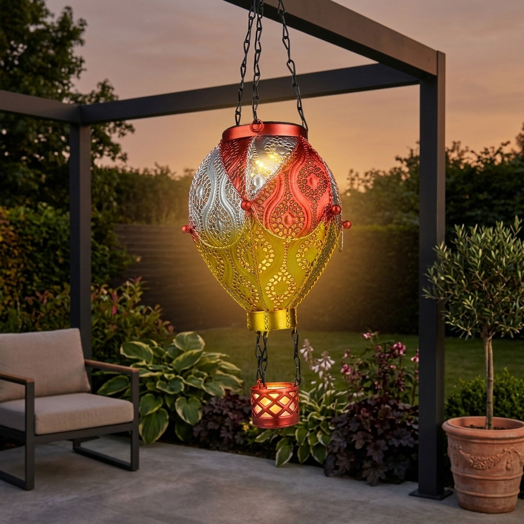 Hot Air Balloon Solar Hanging Garden Lantern