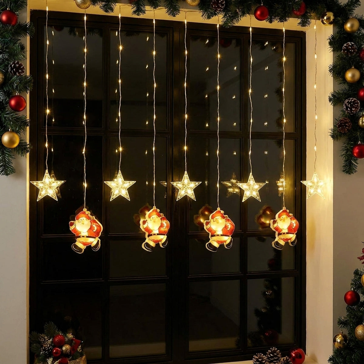 Christmas Twinkling Star Curtain Lights