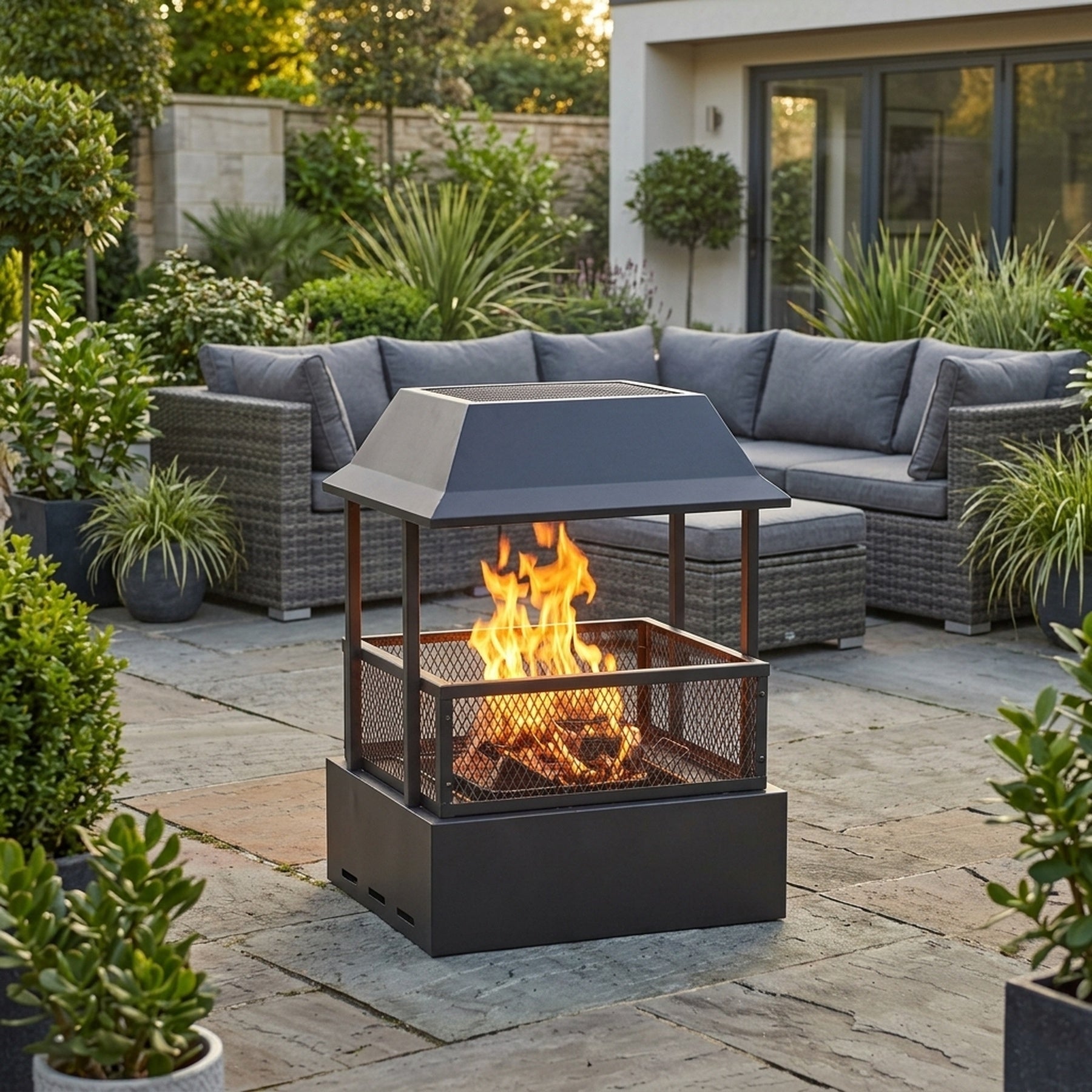 HeatHaze Sleek Rectangular Garden Fireplace