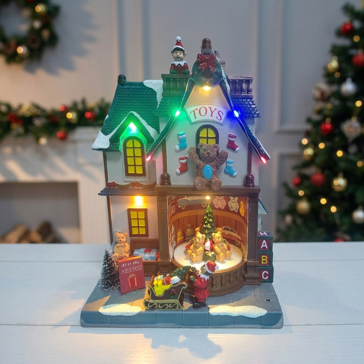 Festive Animated LED Toy Shop Scene
