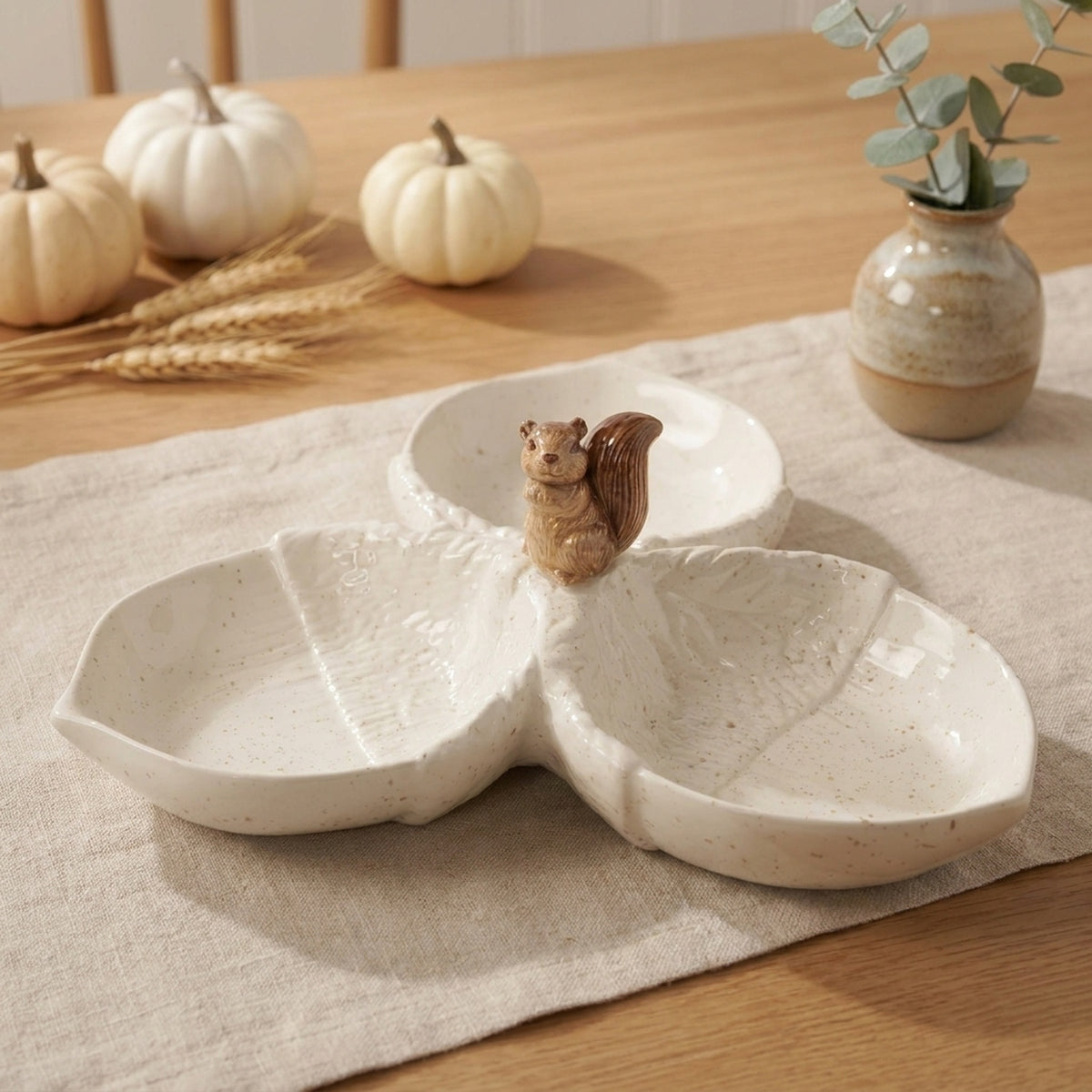 Sculpted Squirrel Multi Acorn Serving Plate