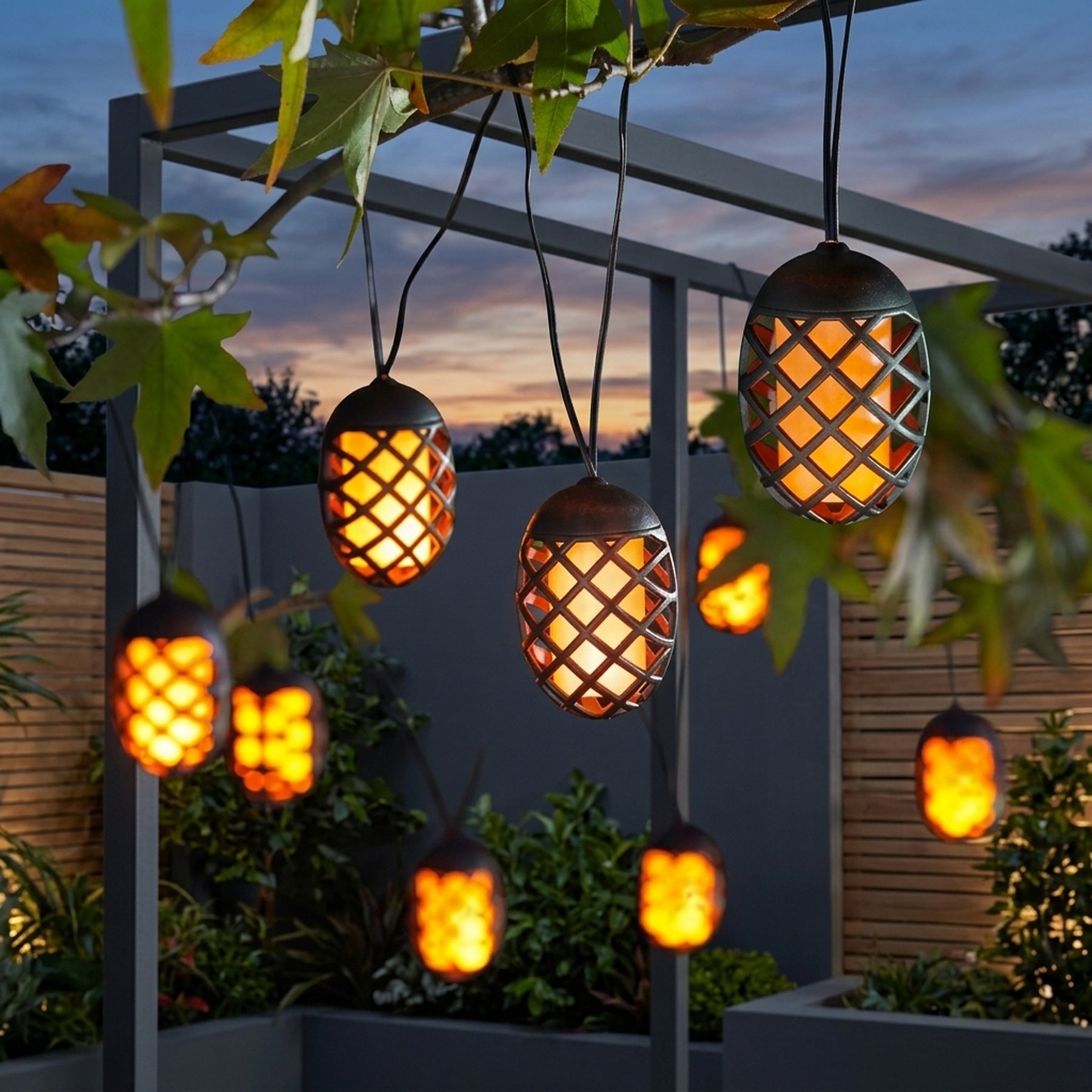Lunaria Flaming Solar Garden String Lights