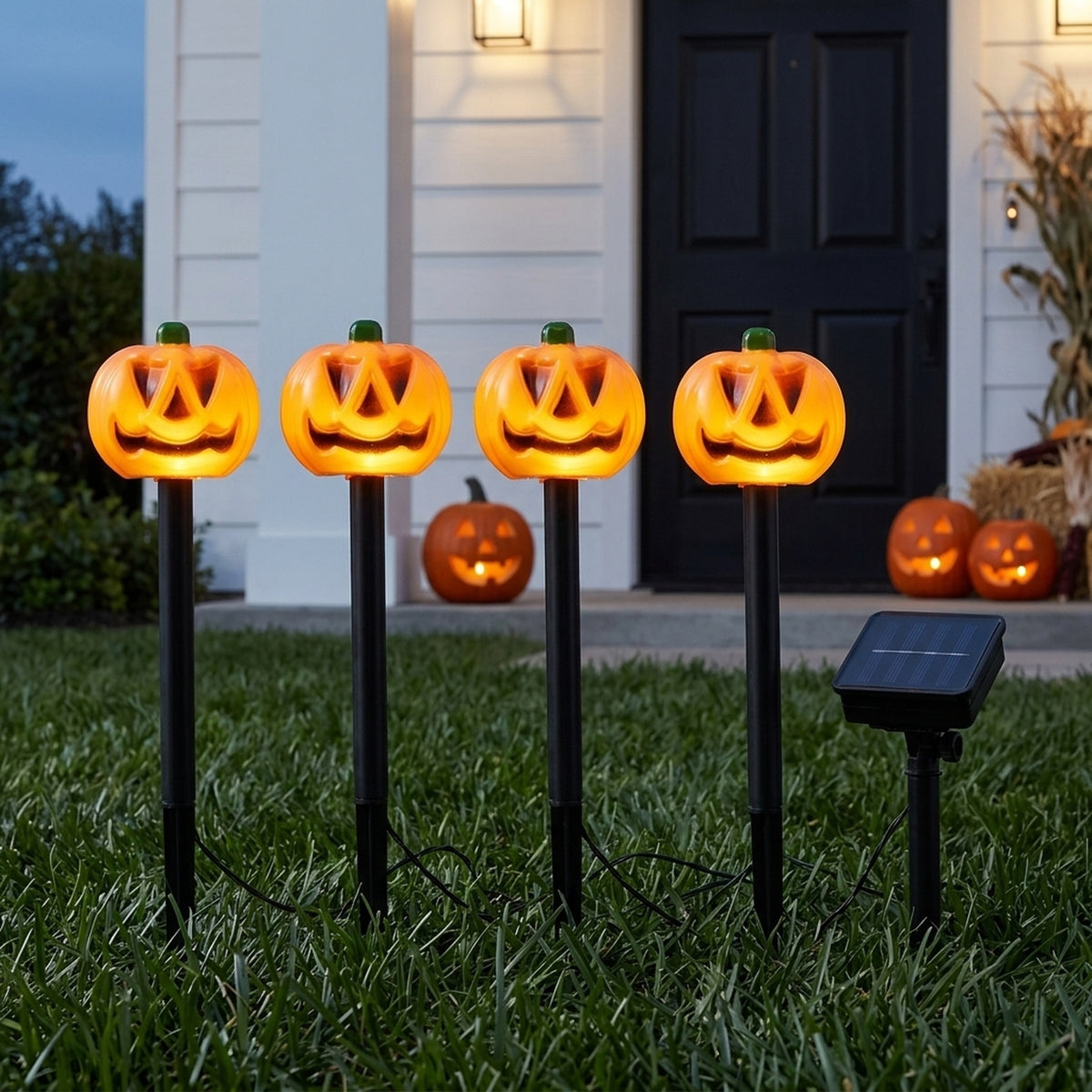 4 Pack Halloween Pumpkin Solar Stake Lights