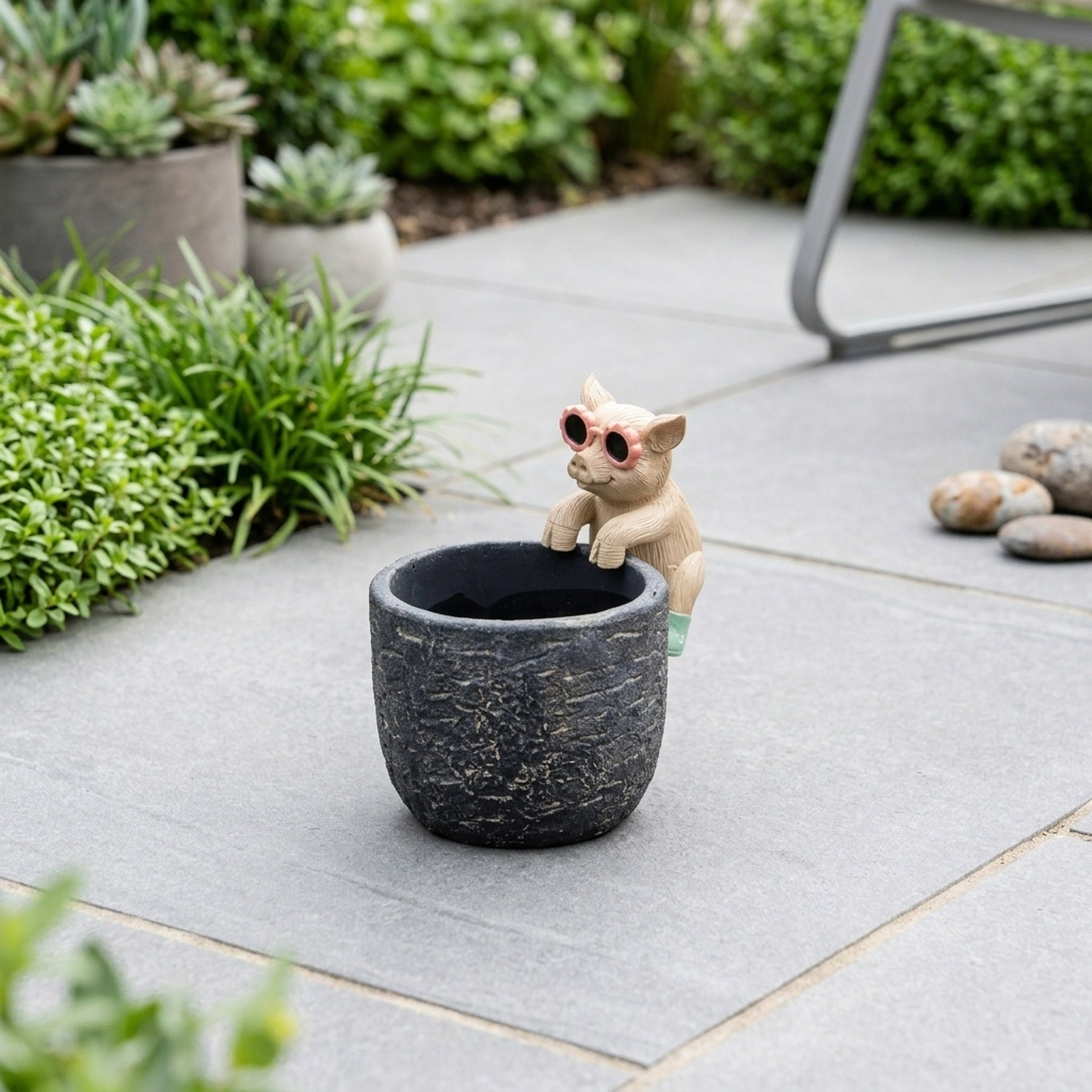 Playful Pig with Glasses Pot Hanger