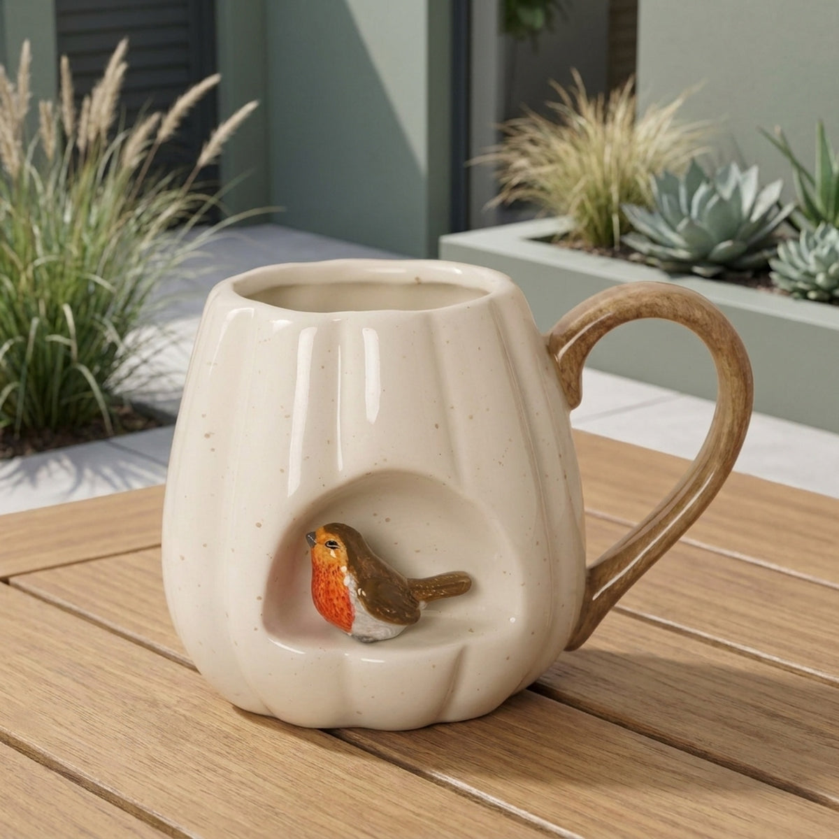 Sculpted Robin Dolomite Coffee Mug