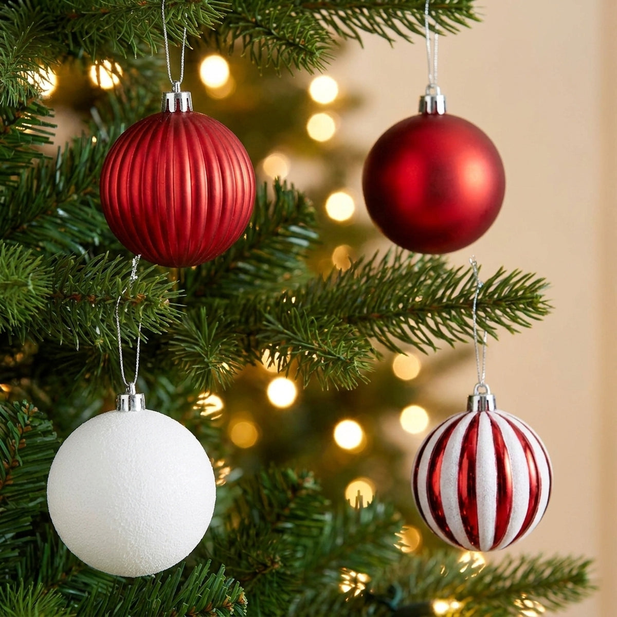 Vibrant Candy Cane Christmas Tree Baubles