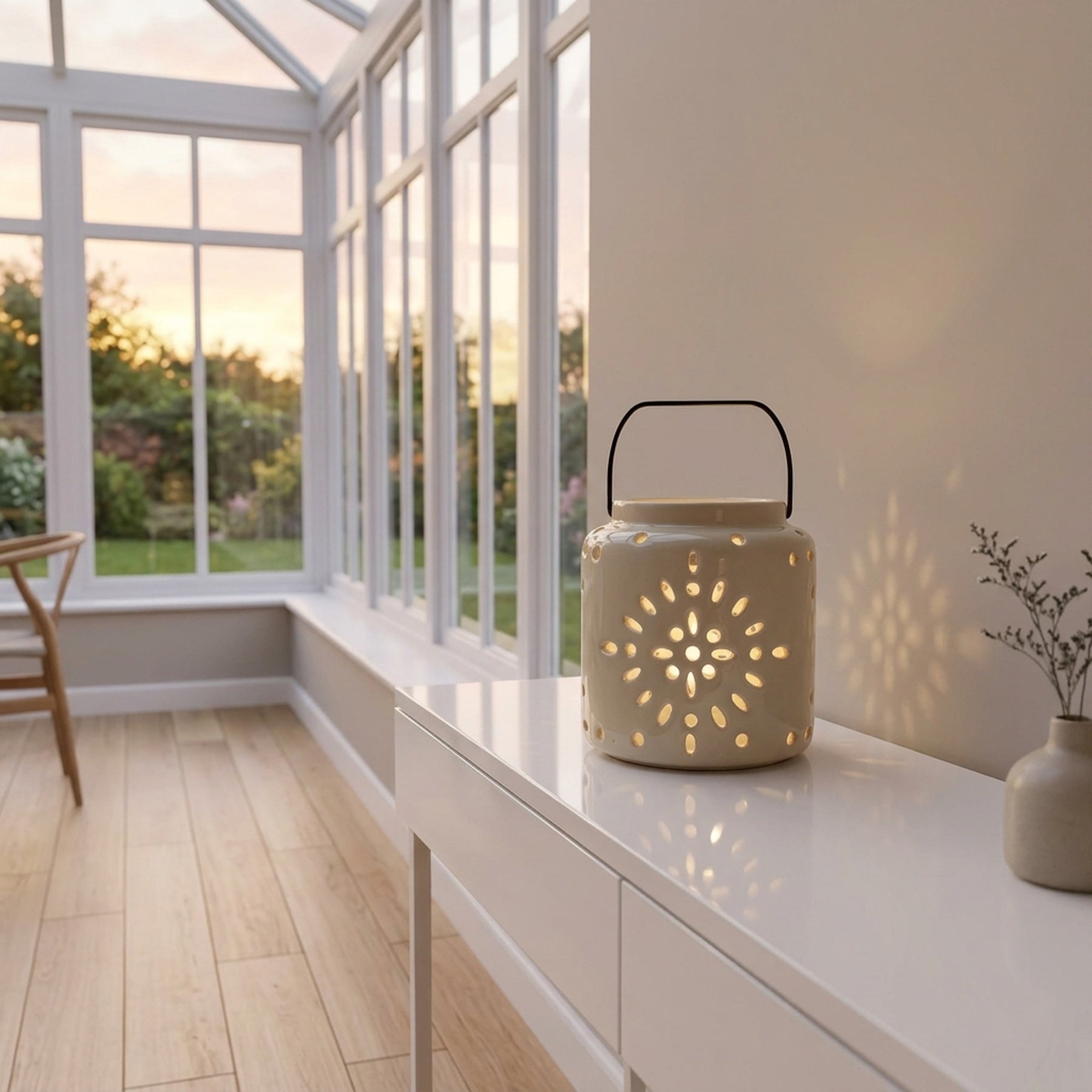 Springtime Intricate Pattern Ceramic Lantern