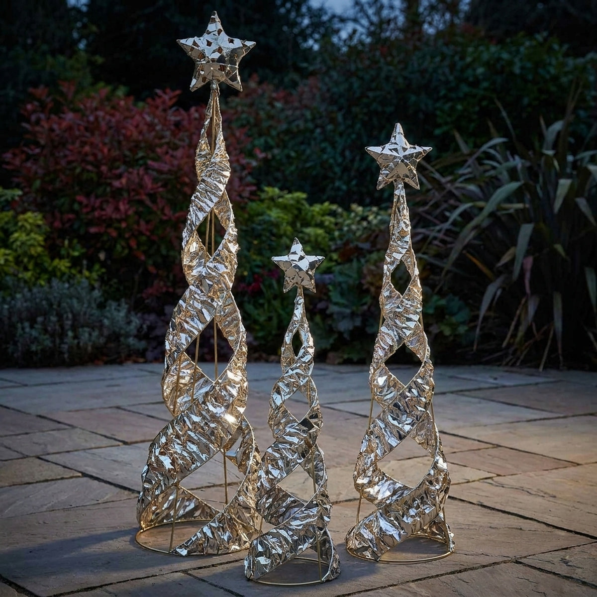 Illuminated Gold Twisted Star Decor