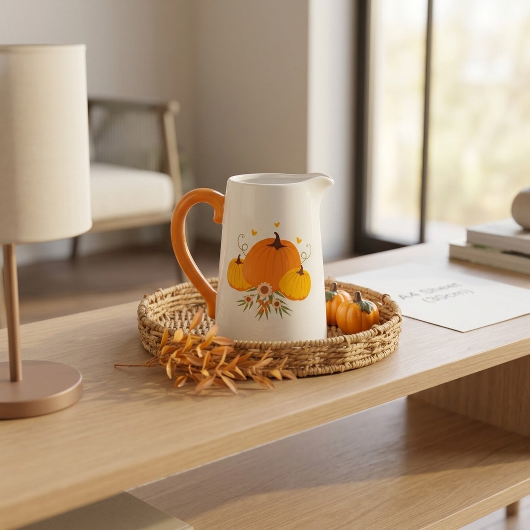 Autumn Pumpkin Ceramic Flower Jug